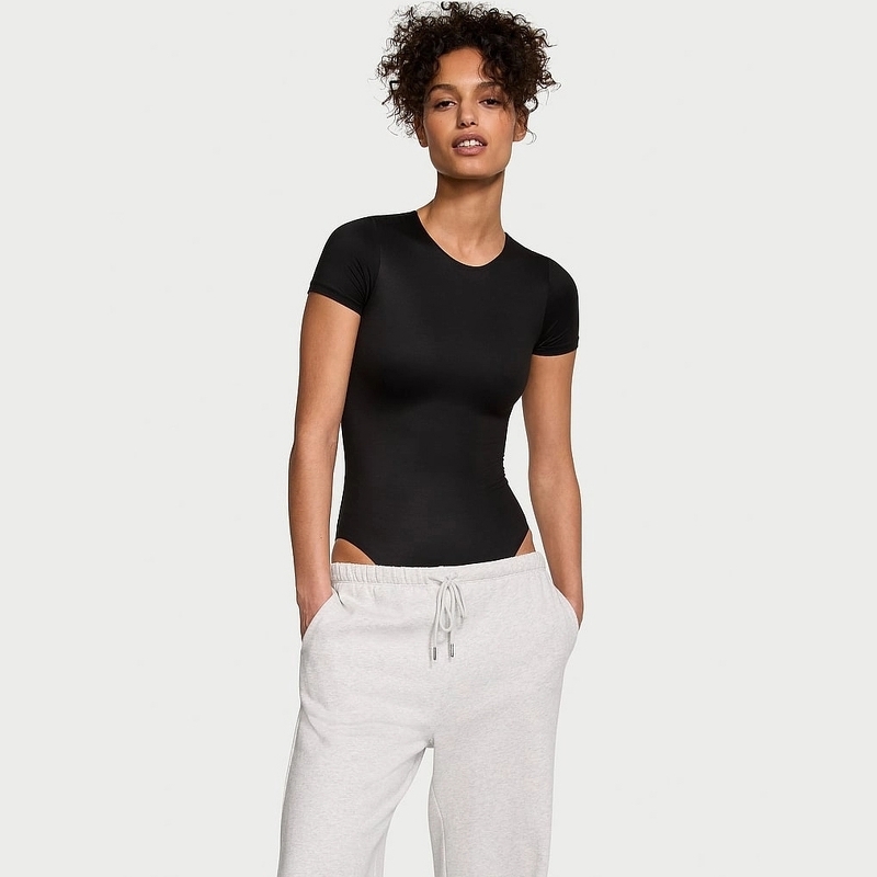 Women's Short Sleeve Stretchy Soft Silky Bodysuit