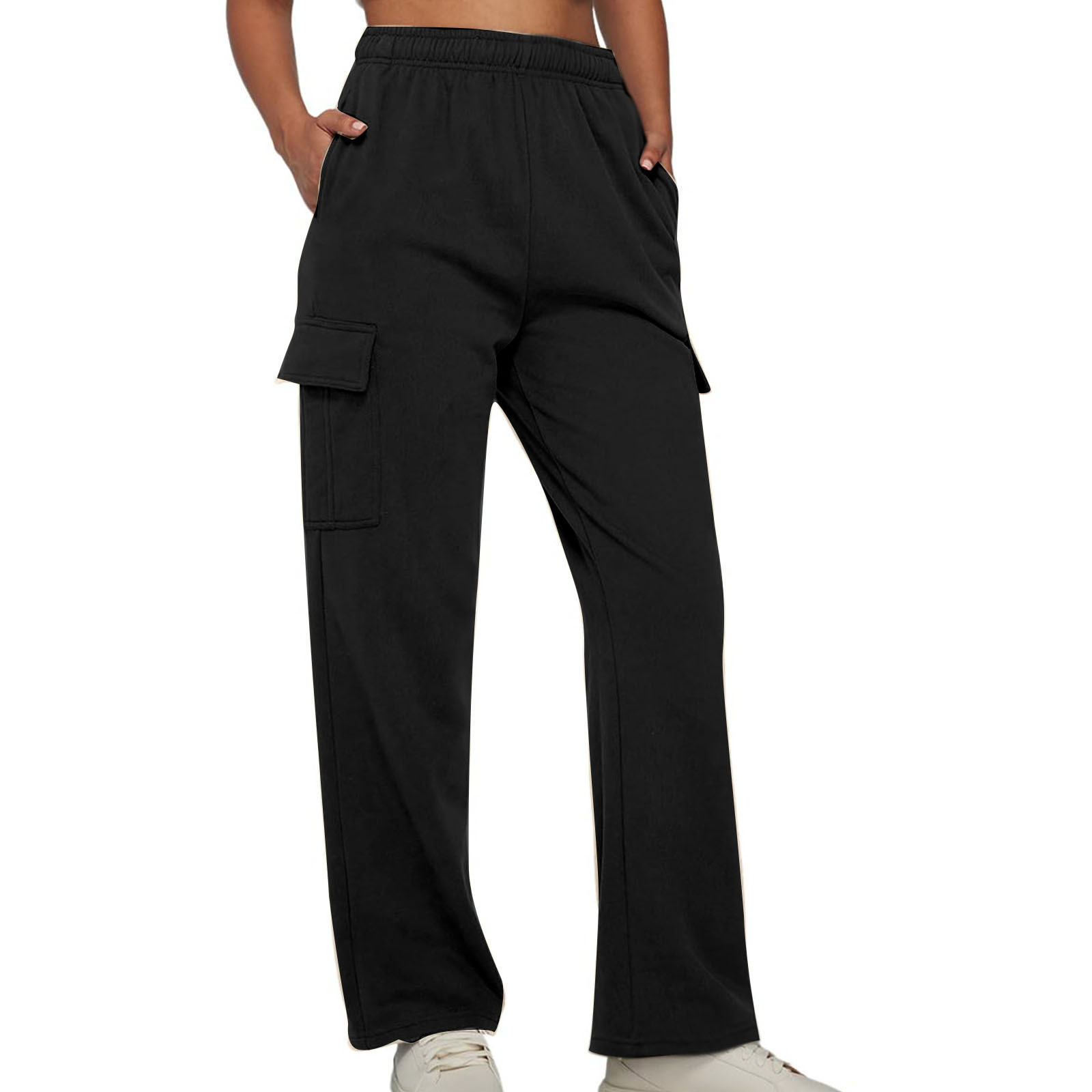 High-Waisted Wide-Leg Cargo Pants for Women, Loose Straight-Leg Casual Trousers