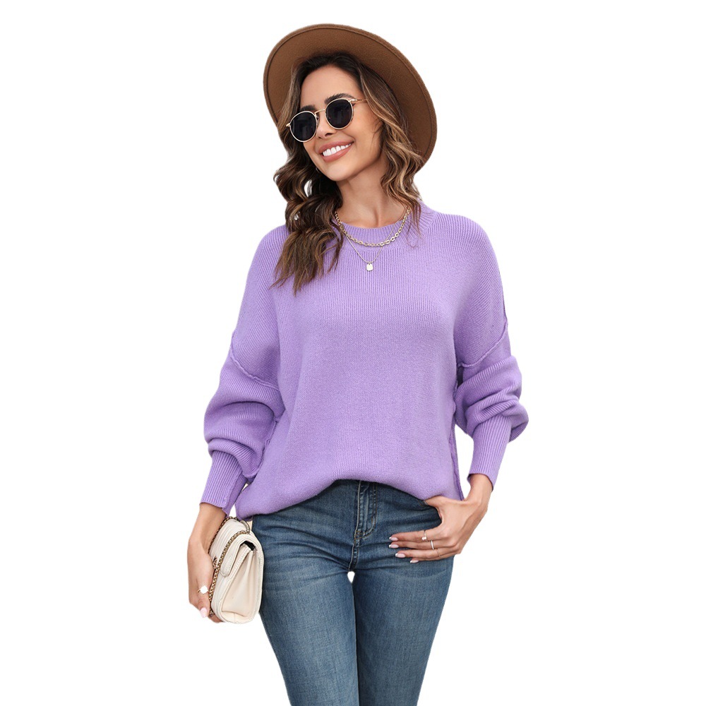Women's Plus Size Loose Crewneck Pullover Knit Sweater