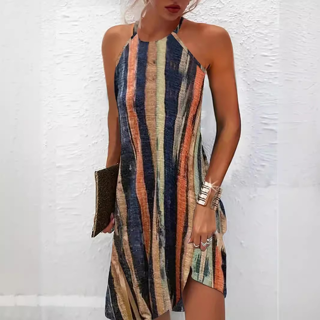 Sexy V-Neck Backless Cami Midi Beach Dress