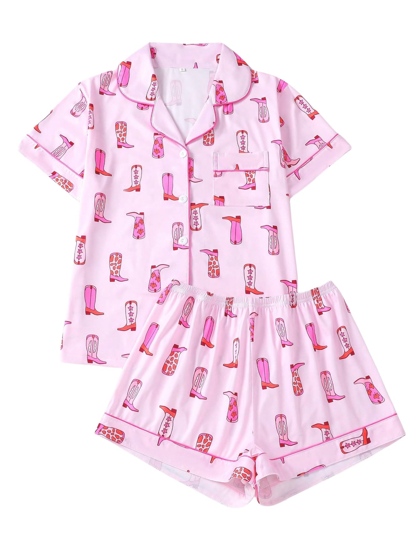 Women's Summer Hawaiian Print Short Sleeve Shirt Set