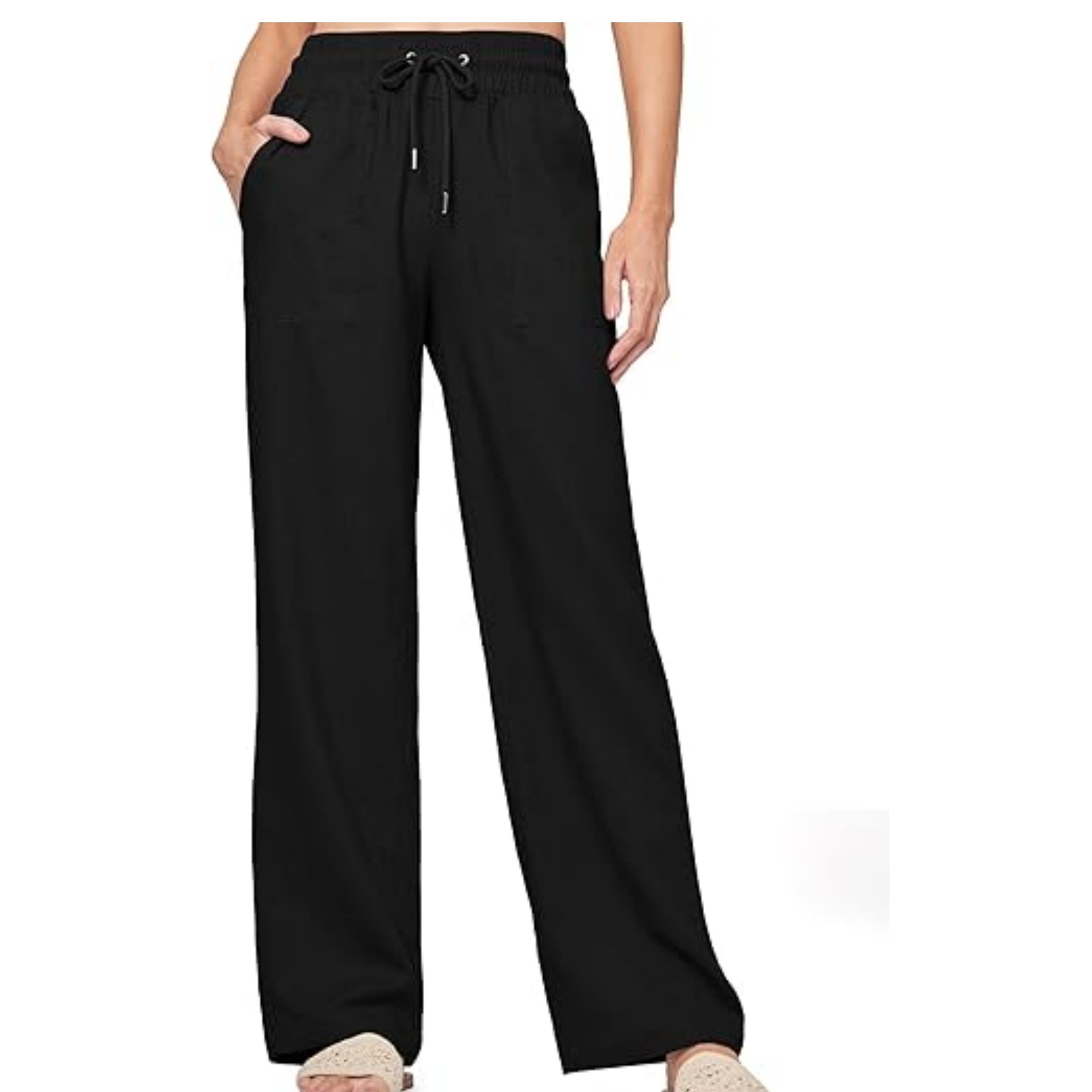 Women's High-Waist Wide-Leg Drawstring Pants with Pockets