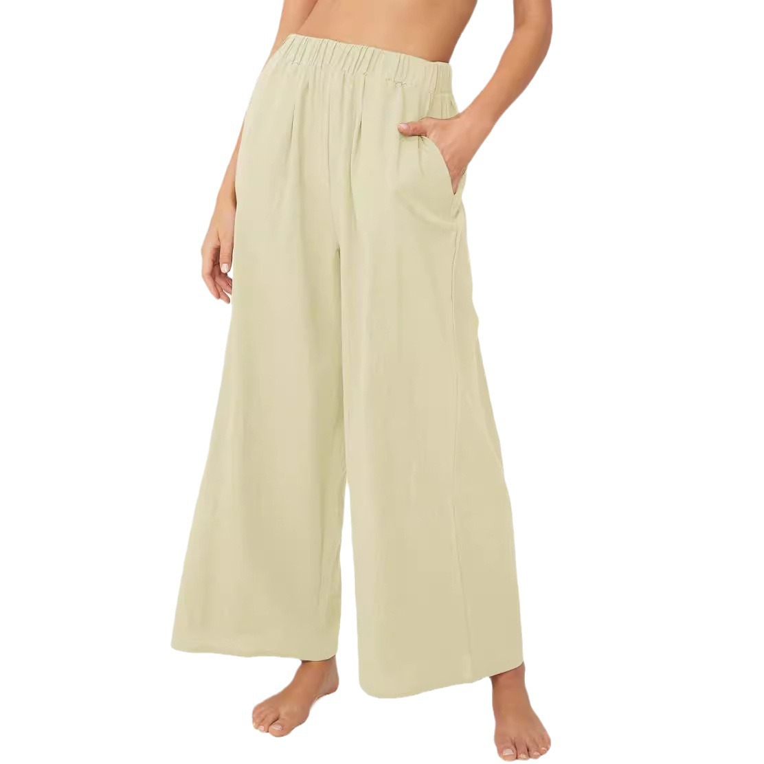 Women's High Waist Wide Leg Casual Pants Solid Color Loose Fit