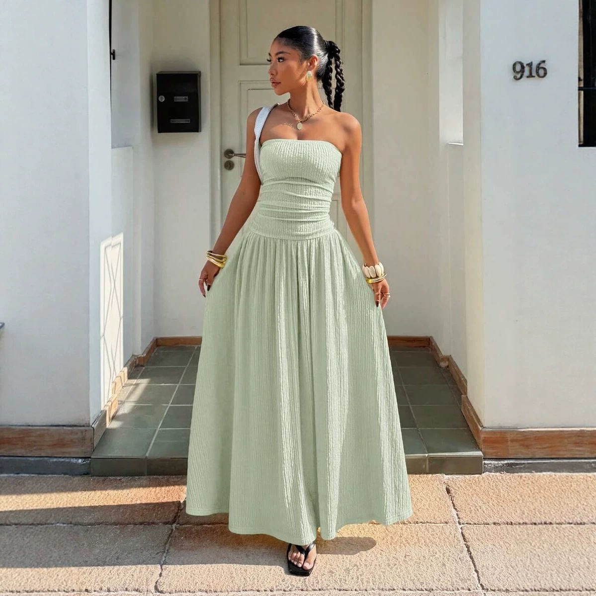 Sleeveless Strapless Bodycon Maxi Dress
