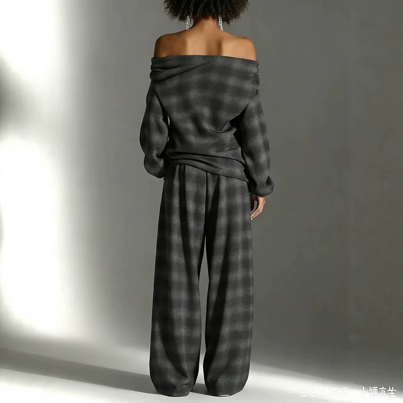 Women's Plaid Distressed Colorblock Streetwear Pants Set