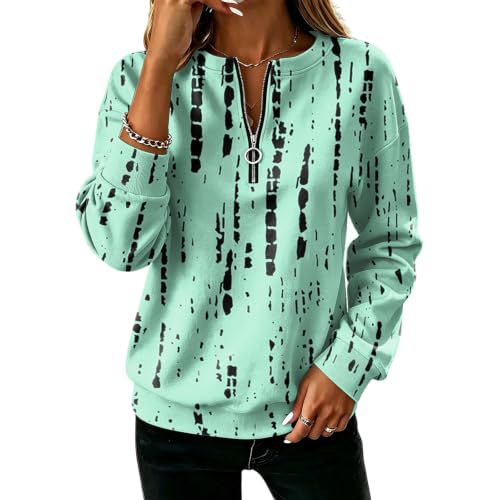 Polka Dot Print Half-Zip Stand Collar Hoodie for Women