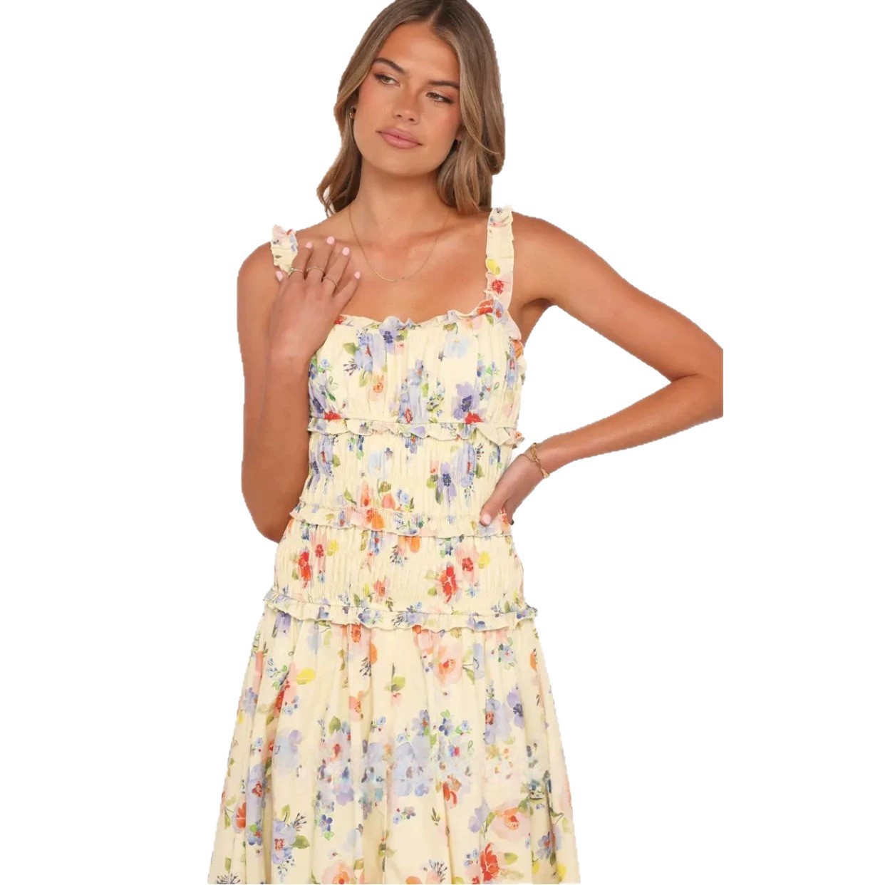 Women's Sleeveless Floral High Waist Midi Dress