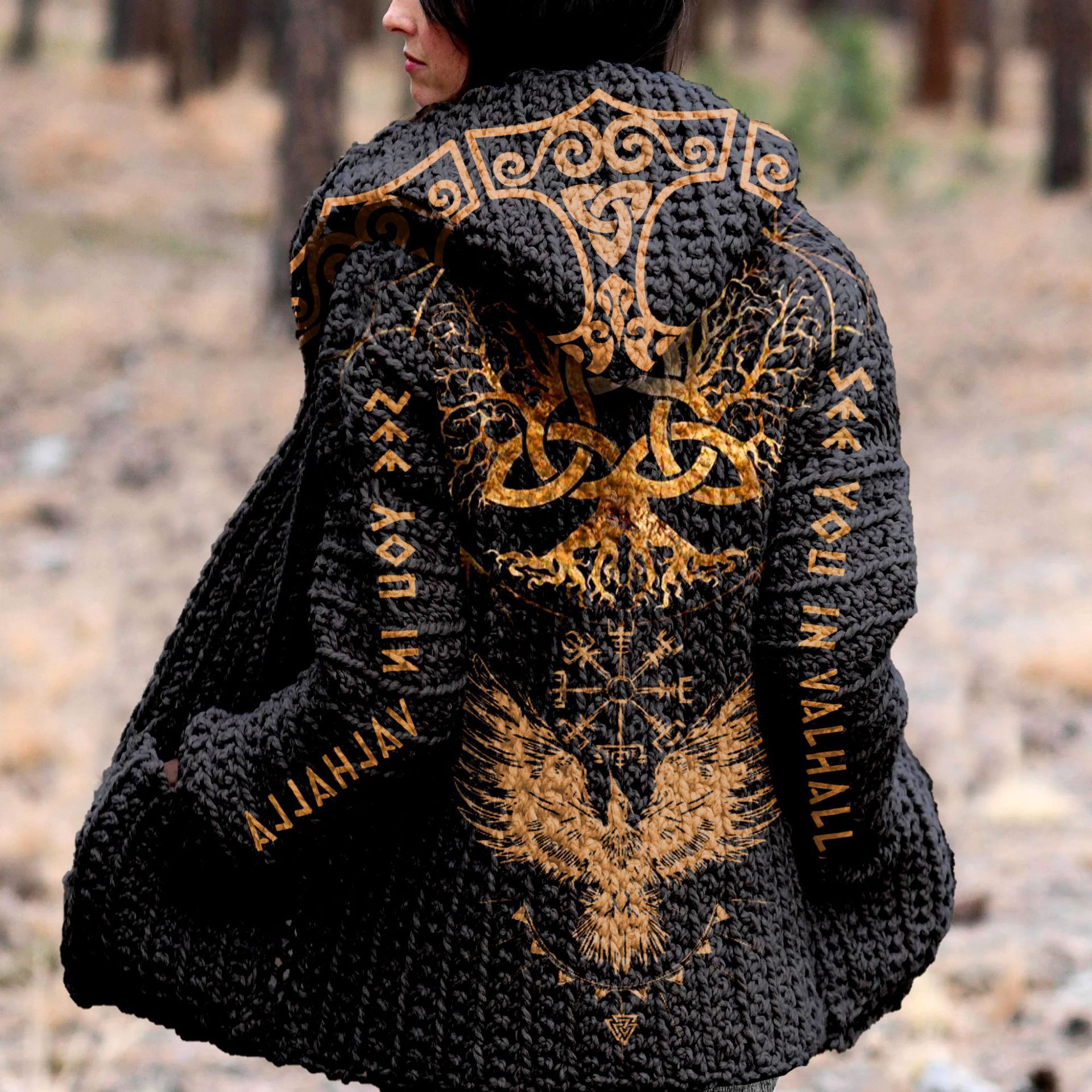 Women's Vintage Animal Print Hooded Button Cardigan
