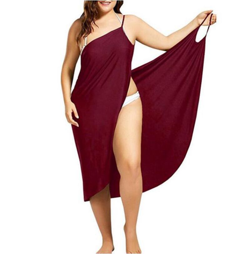 Plus Size Solid Color Sleeveless Cami Beach Dress
