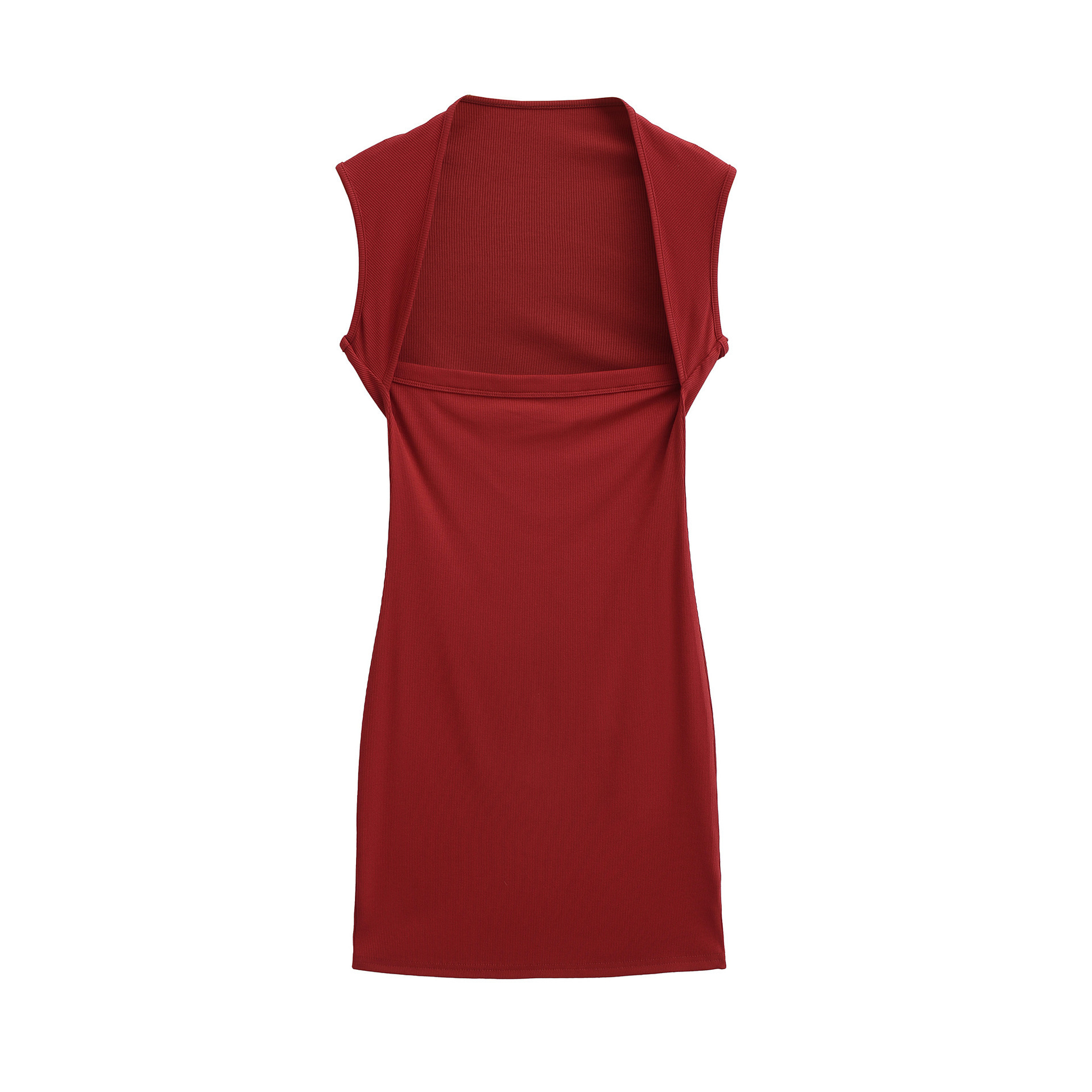 Women's Sexy Slim-Fit Bodycon Dress Square Neck Sleeveless Short Solid