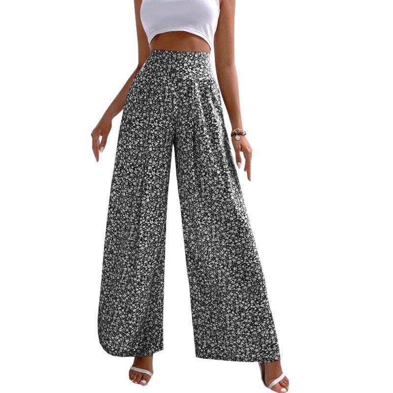 Floral Print High-Waist Wide-Leg Pants