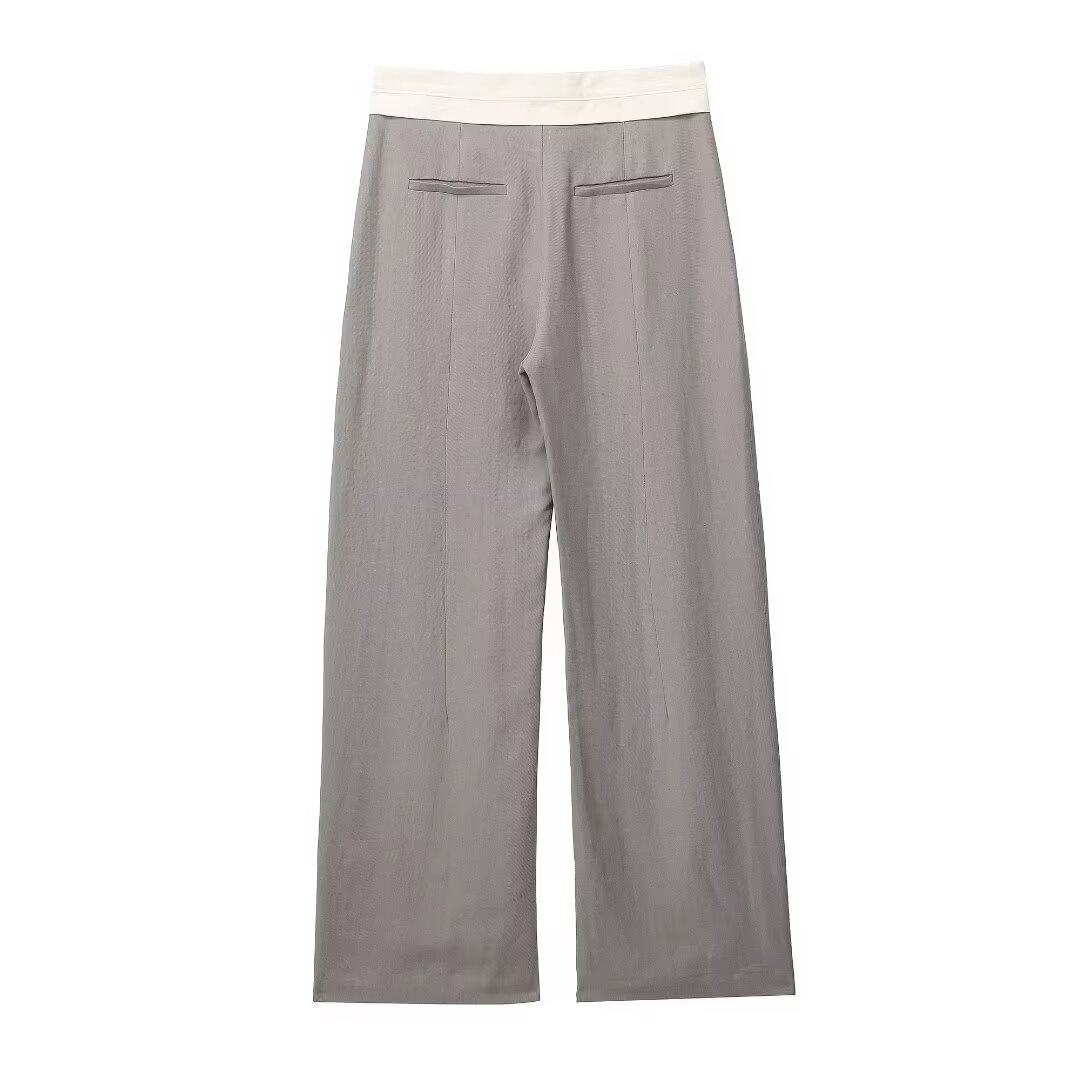 Women's Sleeveless Vest and Casual Pants Set Solid Color Polyester