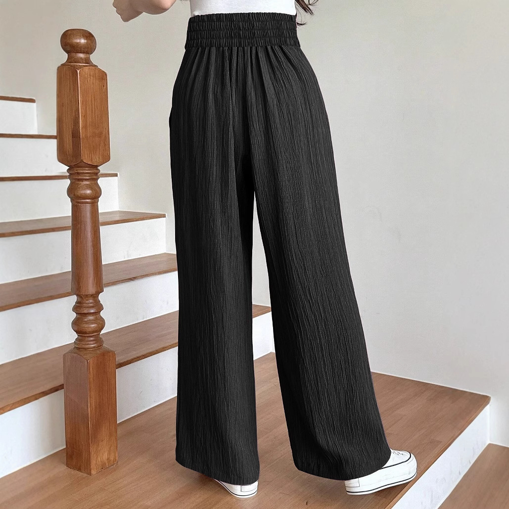 High-Waist Pleated Wide-Leg Ice Silk Pants