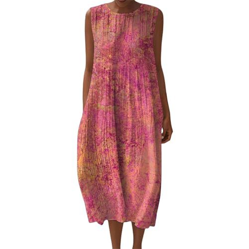 Women's Vintage Floral Print Sleeveless Midi Dress