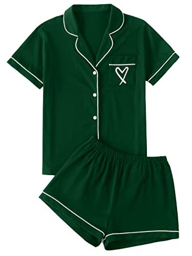 Cuban Collar Heart Hamster Elephant Print Women's Short Sleeve Set