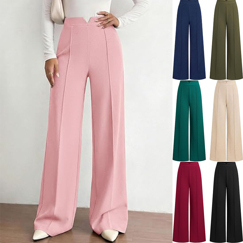 High-Waist Straight-Leg Wide-Leg Dress Pants for Women