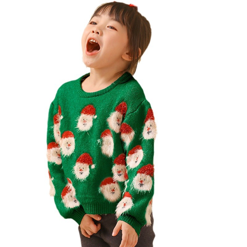 Kids Christmas Santa Pullover Knit Sweater