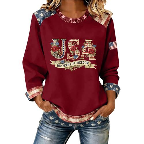 Women's USA Flag Star Print Sweatshirt