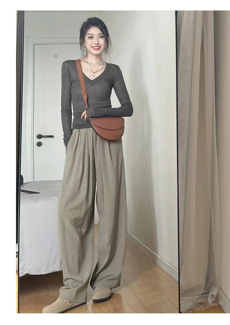 High-Waist Straight-Leg Drapey Loose Casual Pants