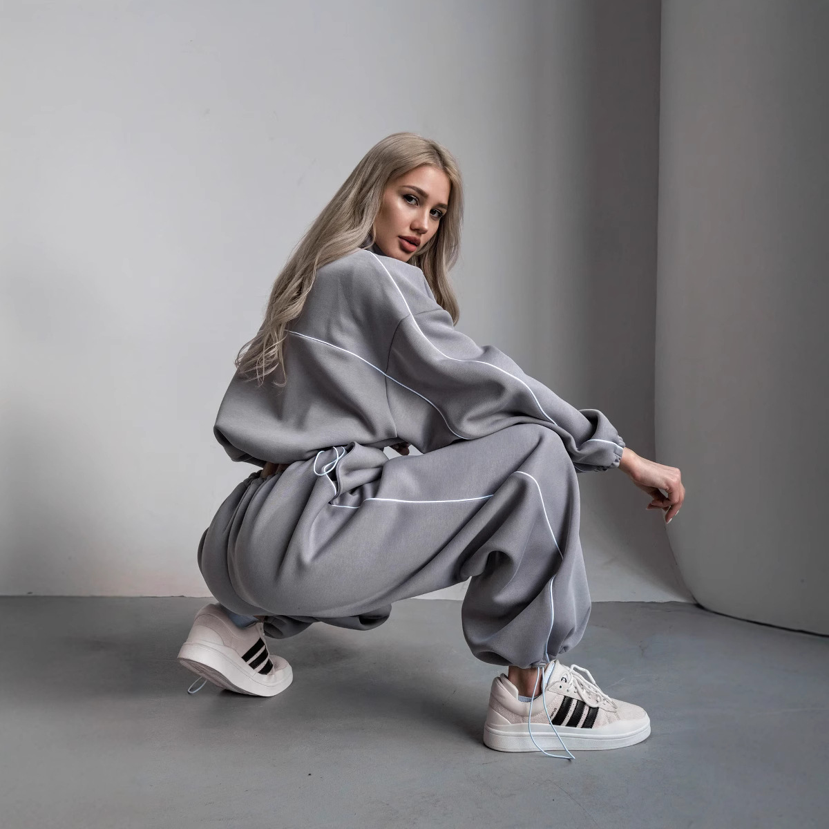 Striped Hoodie & Drawstring Jogger Two-Piece Set