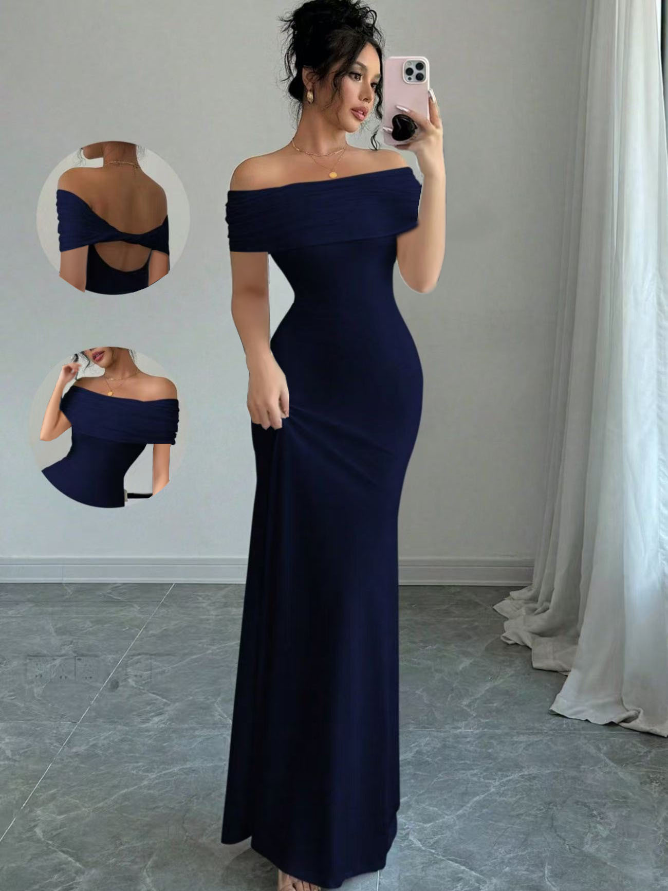 Sleeveless Off-Shoulder Bodycon Dress
