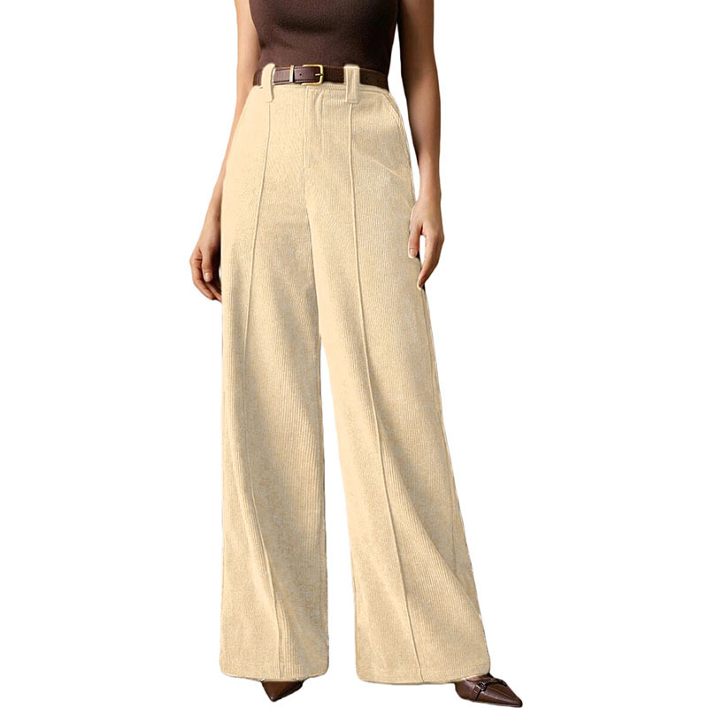 Corduroy Wide-Leg High-Waist Straight Pants for Women