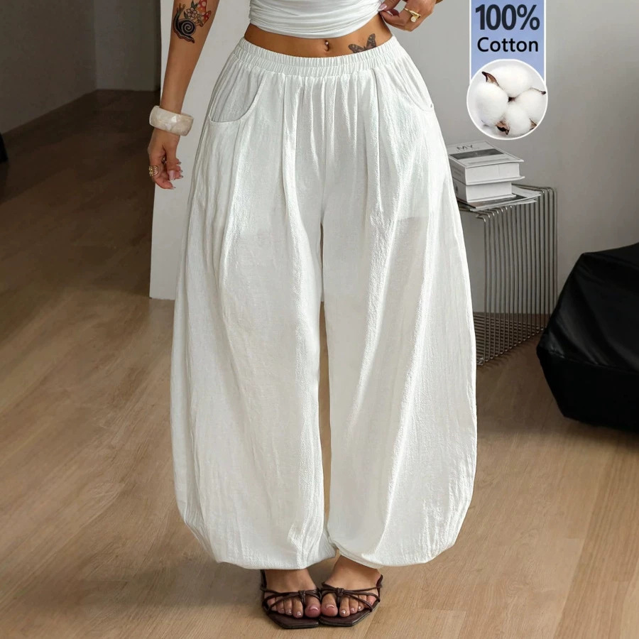 Women's Cotton Y2K Low-Rise Baggy Parachute Pants