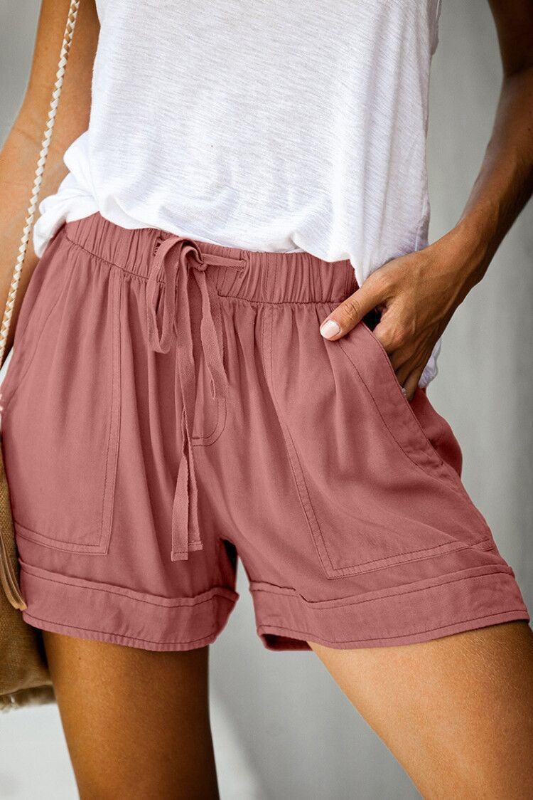 Women's High-Waist Tie-Waist Wide-Leg Casual Shorts