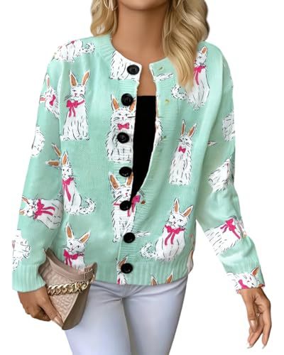 Women's Animal Boho Print Button Cardigan Sweater