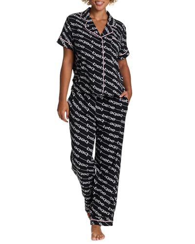Women's Cuban Collar Letter Print Short Sleeve Shirt and Pants Set