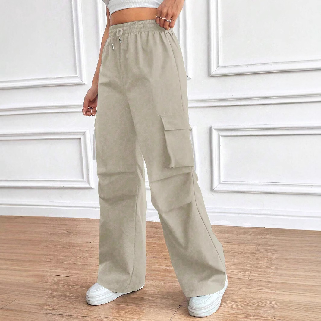 Women's High-Waist Drawstring Cargo Pants Loose Fit