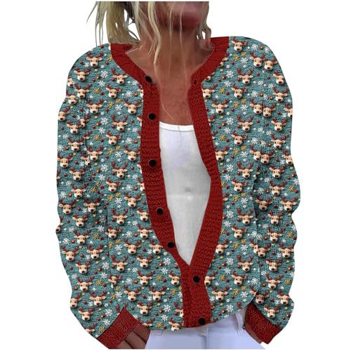 Women's Floral Leaf Print Button Cardigan Sweater