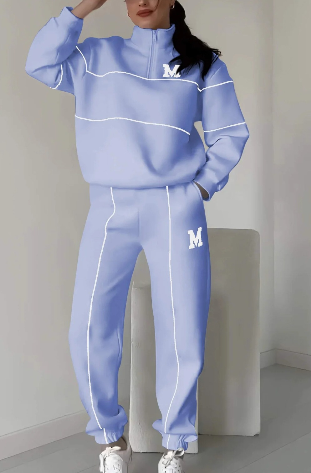 Letter Print Long Sleeve Top & Pants Casual Sports Set