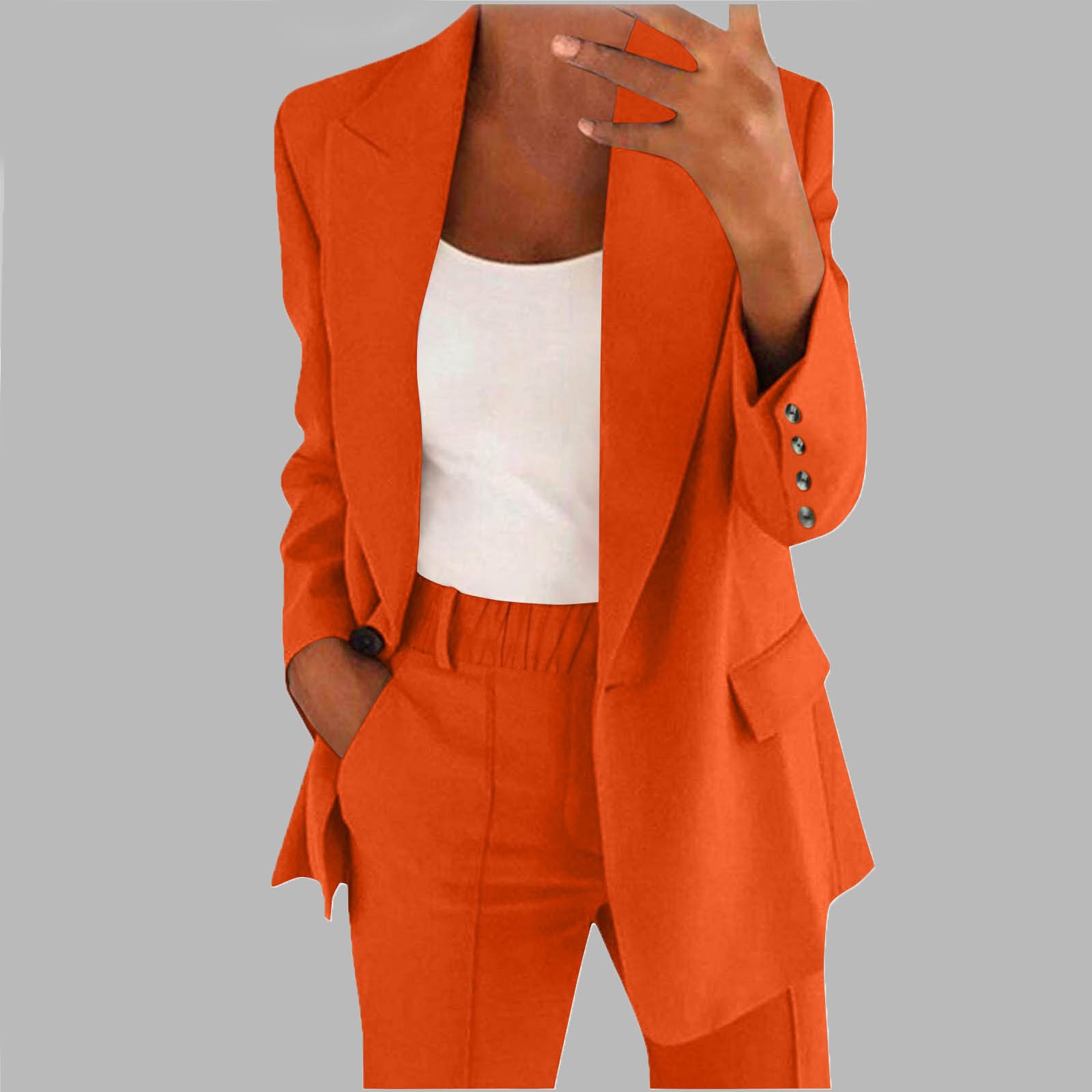 2026 New Cross-Border European & American Fall/Winter Women's Commuter Suit Set – Elegant Long-Sleeve Blazer and Pants Two-Piece Set for Women