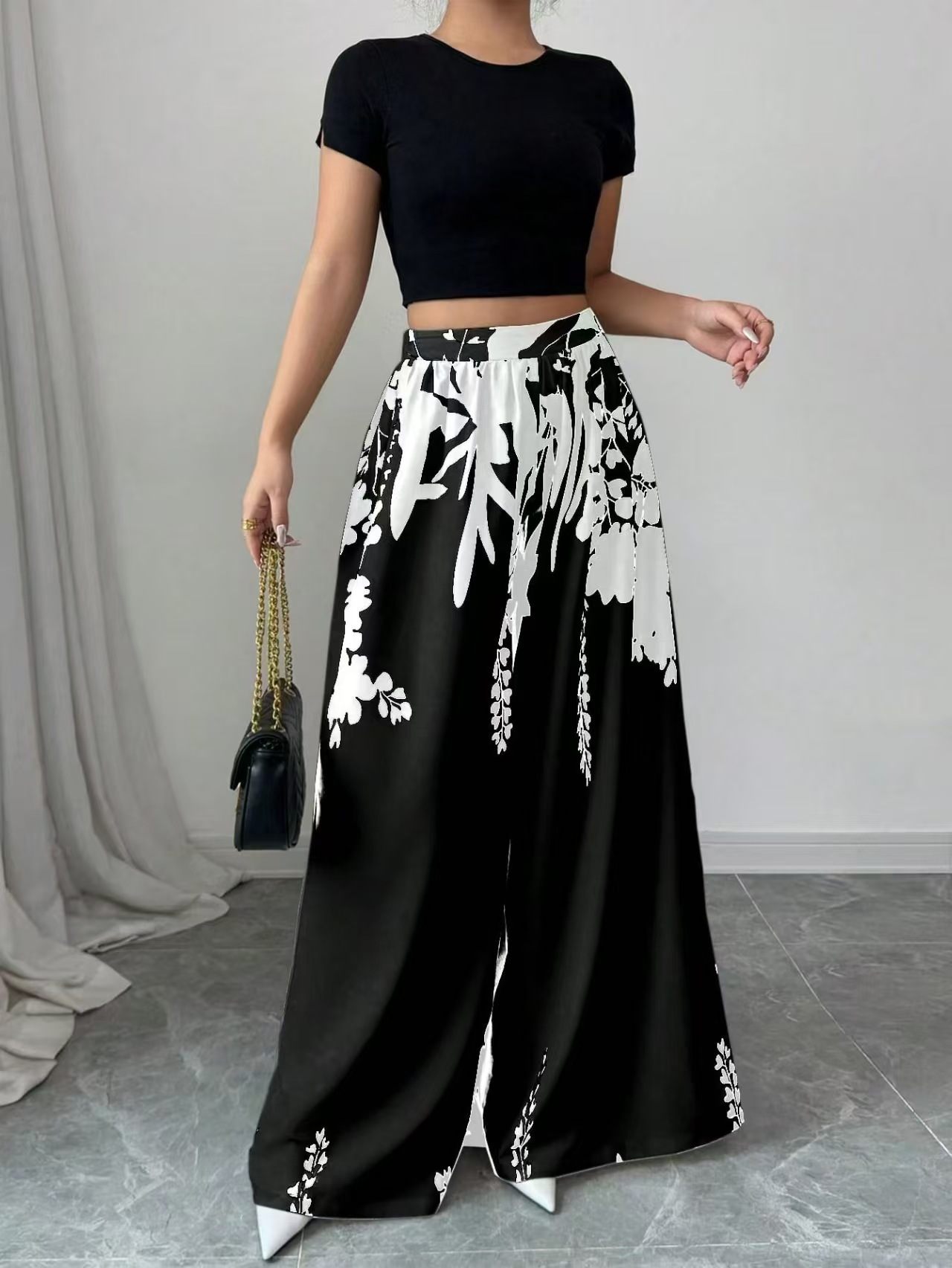 Women's Bohemian Print Tie-Waist Straight-Leg Casual Pants