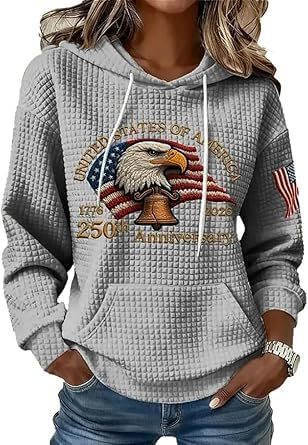 Women's Eagle Star Print Casual Hoodie