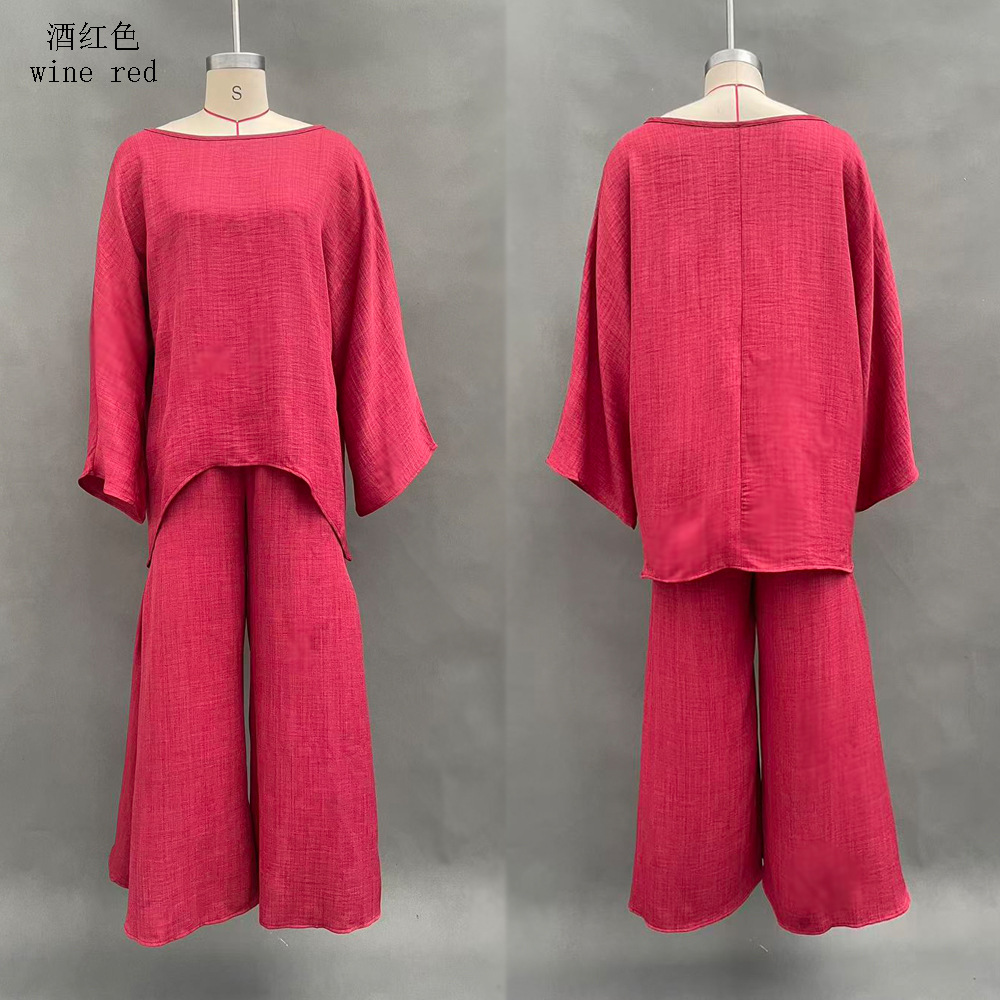 Women's Minimalist Loose Casual Shirt and Wide-Leg Pants Set