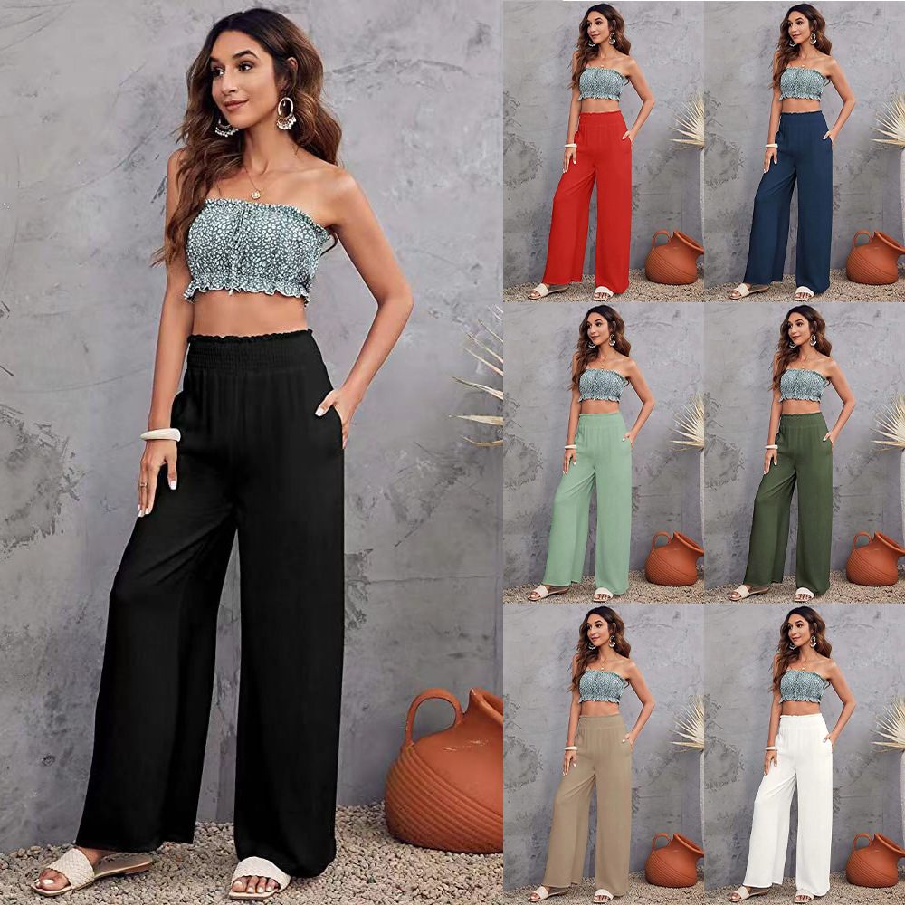 Women's Casual Wide-Leg Cotton-Linen Pants Loose Fit