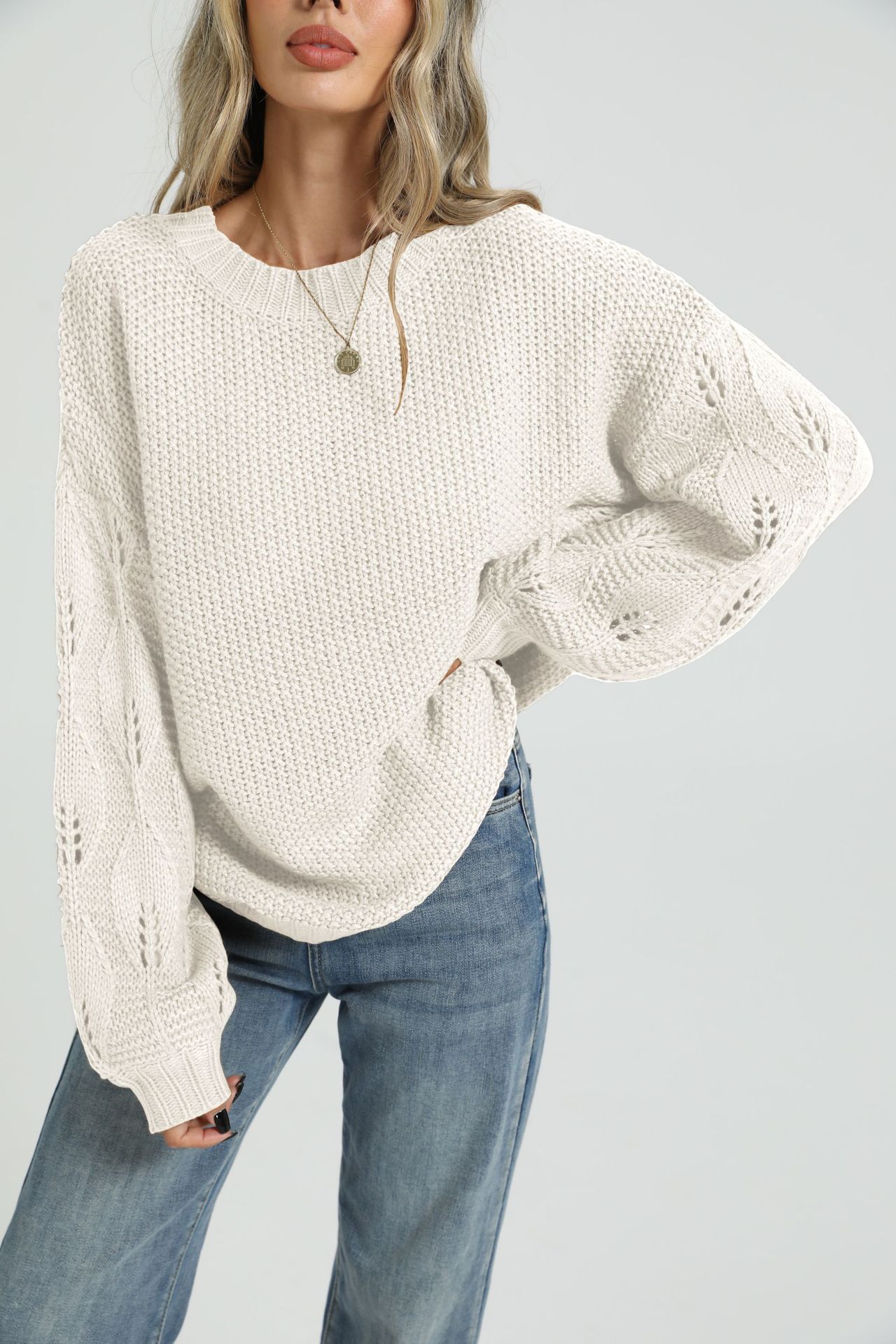 Women's Casual Loose Knit Pullover Sweater