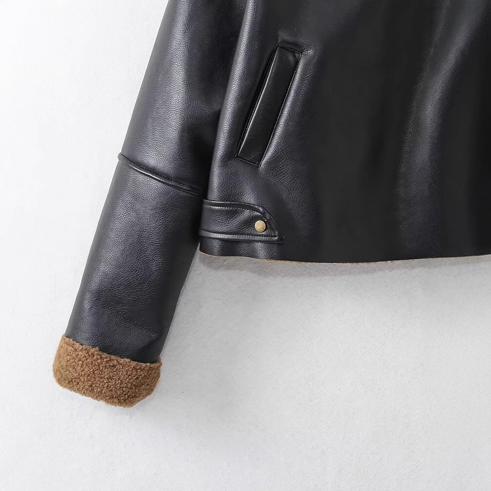 Women's Vintage Fleece-Lined Moto Jacket