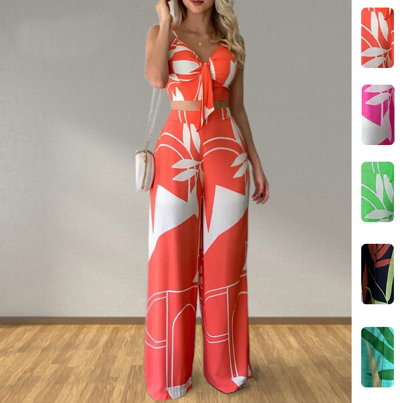 Women's Two-Piece Set Sleeveless Vest and Straight-Leg Pants