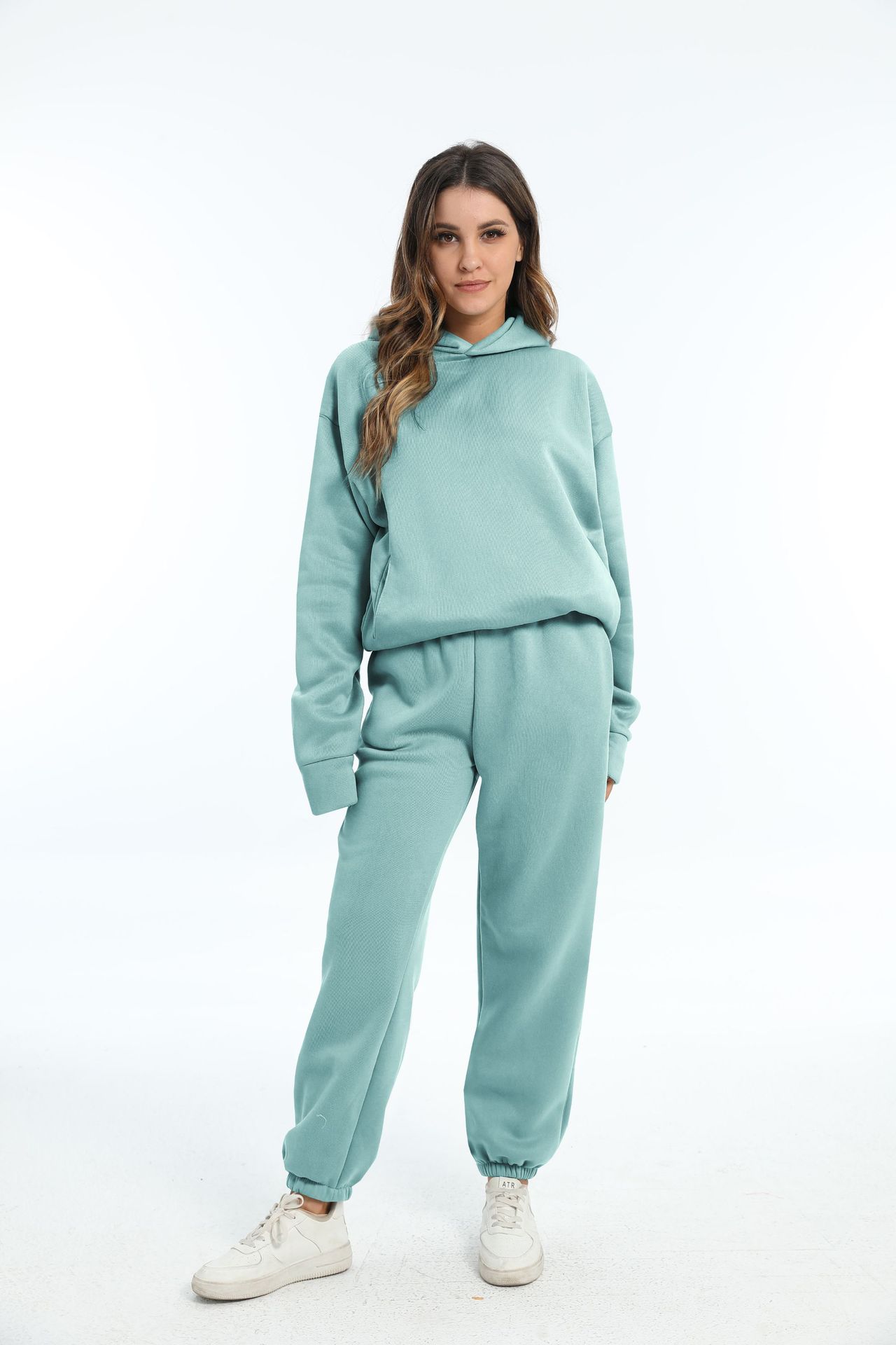 Women's Casual Thick Long-Sleeve Sweatshirt and Pants Two-Piece Set