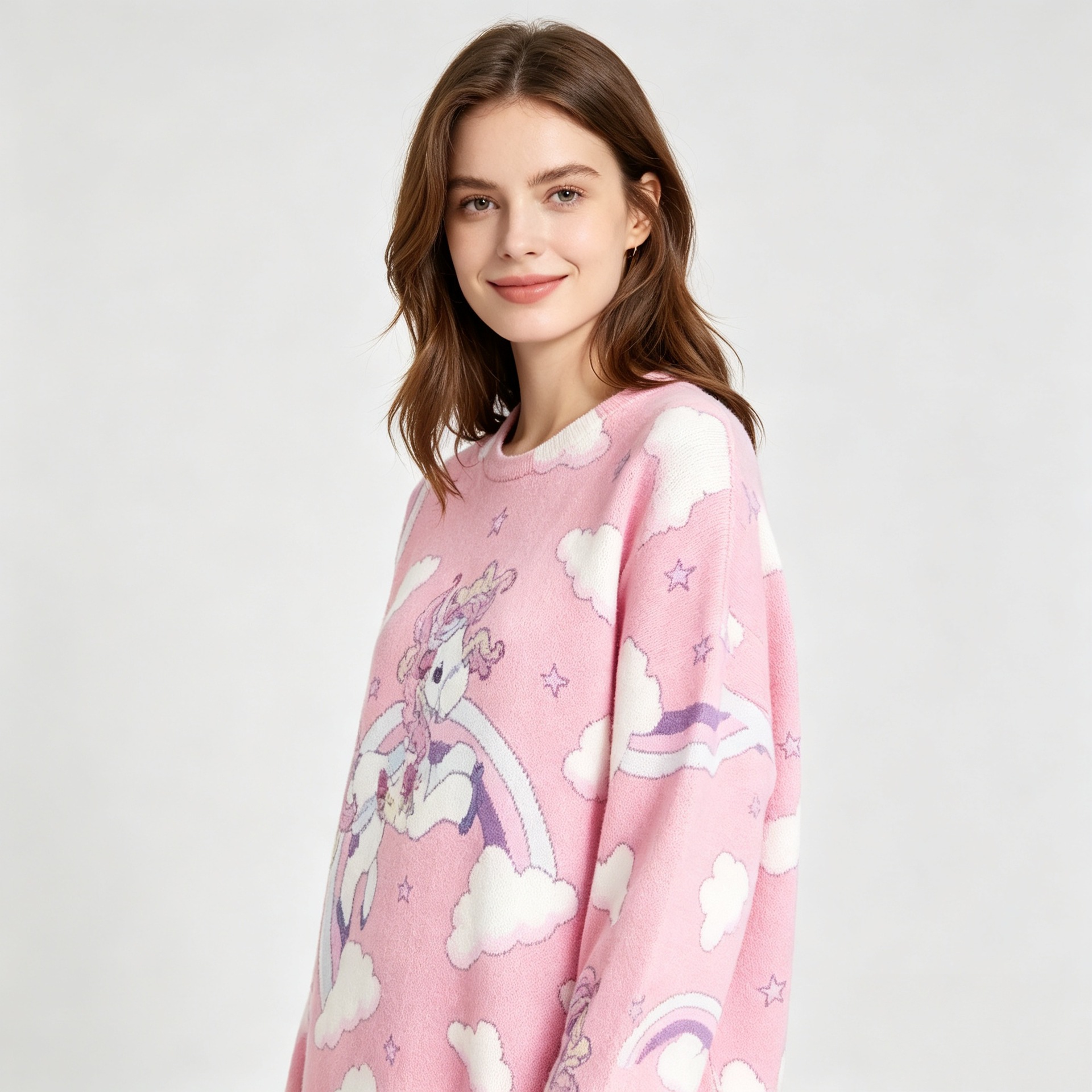 3D Christmas Print Crewneck Knit Sweater