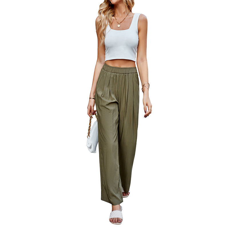 Women's High-Waist Wide-Leg Pleated Pants