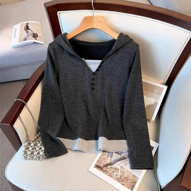 Women's Hooded Button Top and Wide-Leg Pants Set