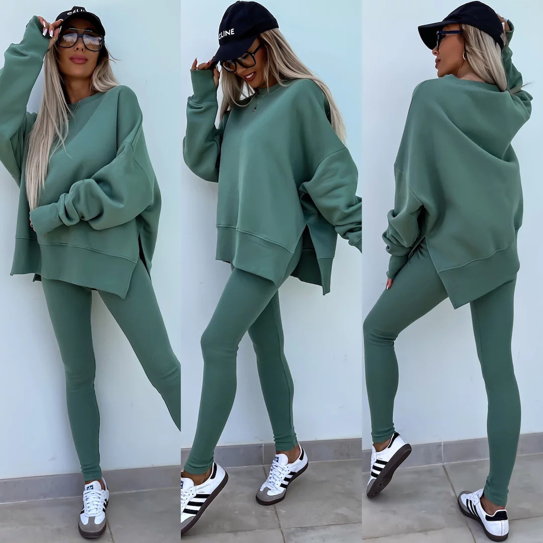 Women's Casual Two-Piece Set Slim Pants and Loose Sweatshirt