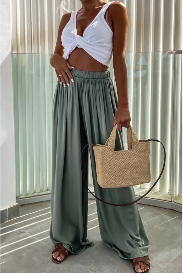 Women's Wide-Leg Pants with Pockets, Casual Loose Fit, Commuter Style
