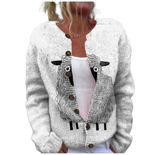 Women's Floral Leopard Snowflake Leaf Print Button Cardigan Sweater