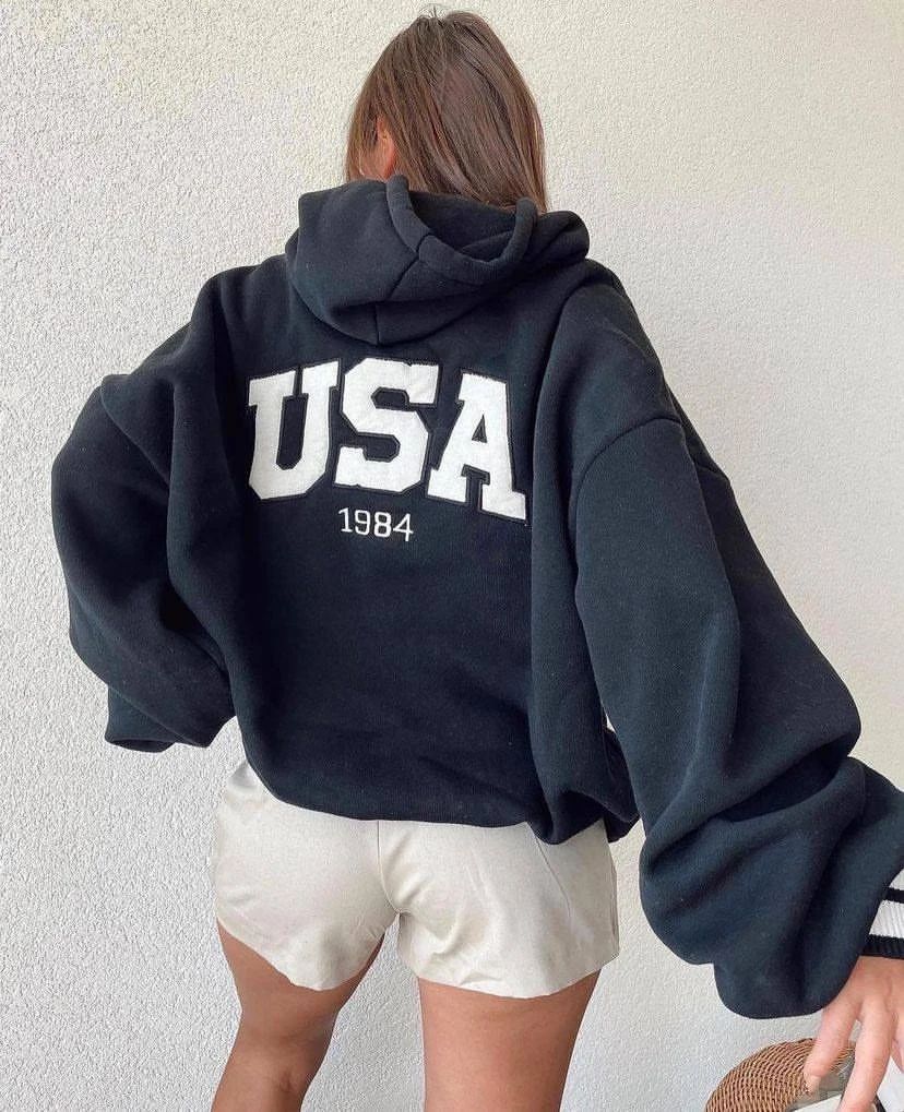 Women's Printed Hooded Sweatshirt Long Sleeve Pullover