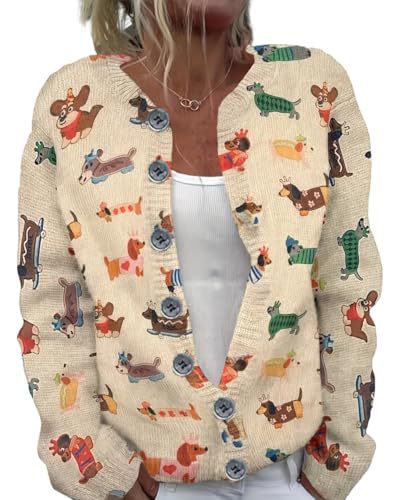 Women's Animal Boho Print Button Cardigan Sweater